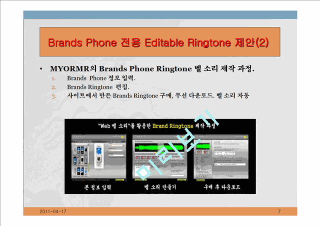 iPhone의 Editable Ringtone을 활용한 새로운 마케팅 전략에 대응한 Brands Ringtone사업 제안서   (7 )